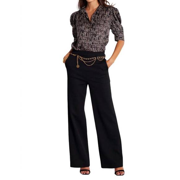 NEW BISHOP + YOUNG lara wide leg trouser in black - Picture 1 of 2